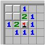 There could be 1, 2 or 3 mines in these four squares. The second strategy solves the rest of the board to determine the number of mines. If there are 1 or 3 mines no guessing is needed.