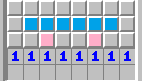 You cannot deduce the mines. The third strategy forgets about mines and opens the safe pink squares. If each pink square is a 1 the blue squares can also be opened.